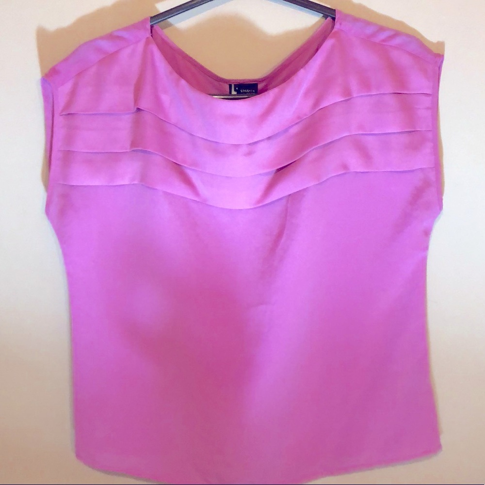 🔹 Sparkle & Fade Pink Silk Blouse